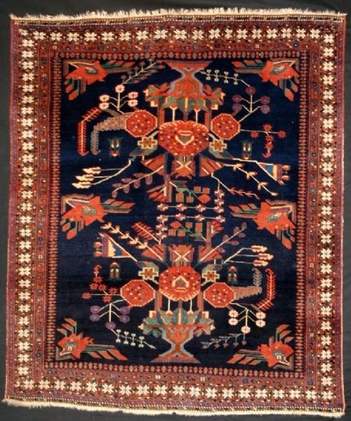 antique afshar rug vase design circa 1920