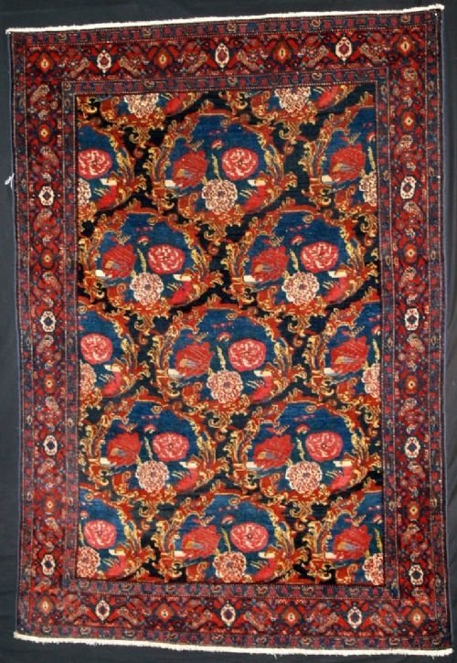 antique persian senneh rug 'gol farang' design c1900