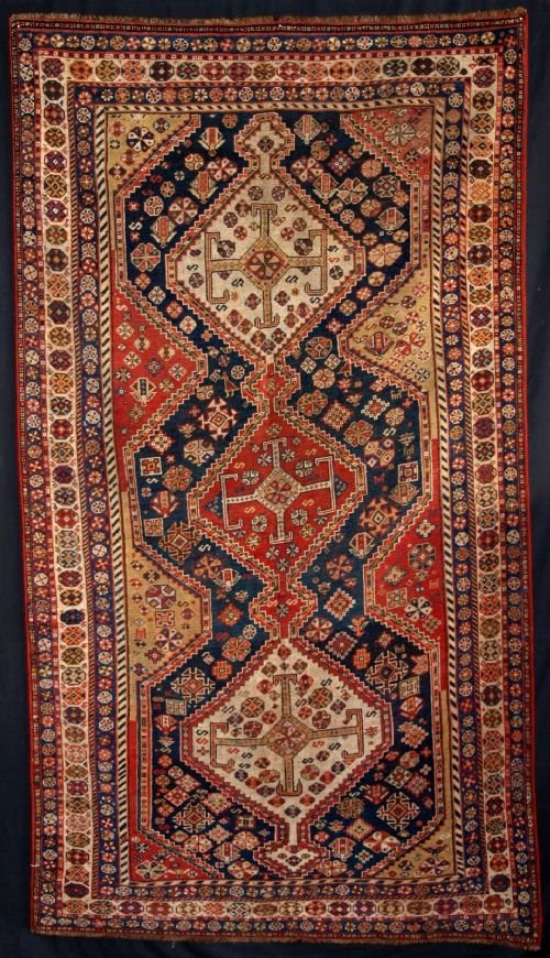 antique persian qashqai rug triple medallion 4th quarter 19th century