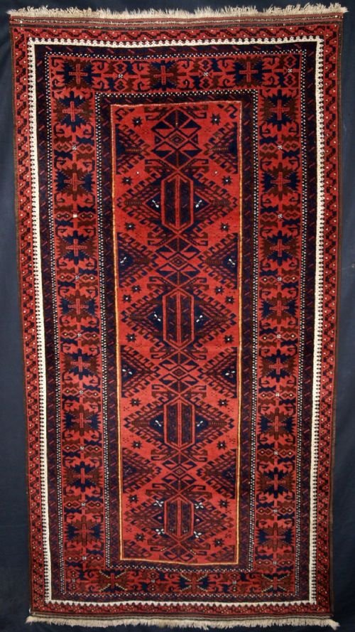antique baluch rug unusual design great colour condition late 19th century