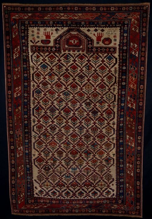 antique caucasian marasali prayer rug inscribed and dated superb 2nd half 19th century