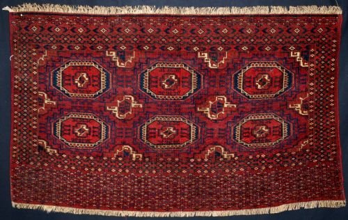 antique tekke turkmen chuval with salor guls beautiful colour late 19th cent