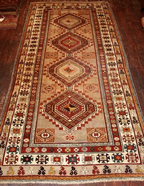 antique caucasian shirvan long rug or runner very pale colours circa 1900