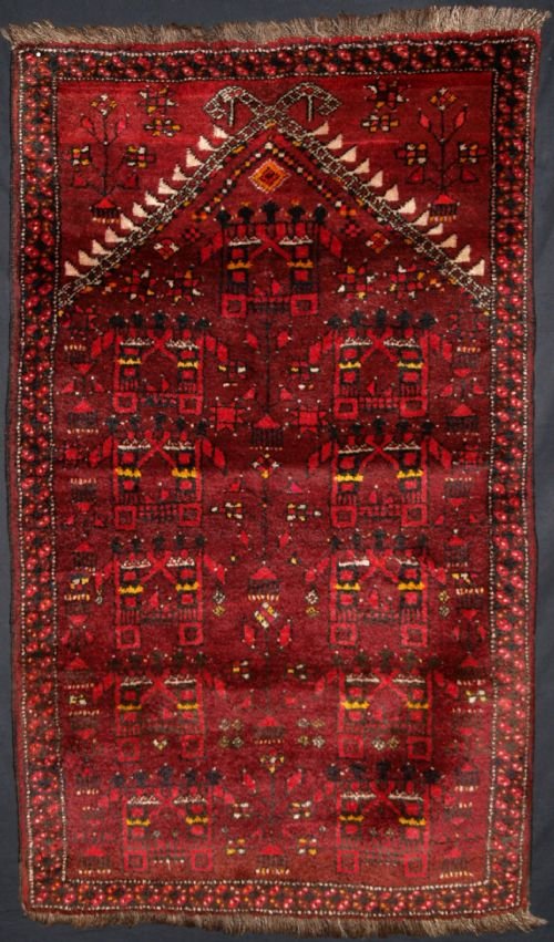 old afghan prayer rug interesting design great condition about 60 years old