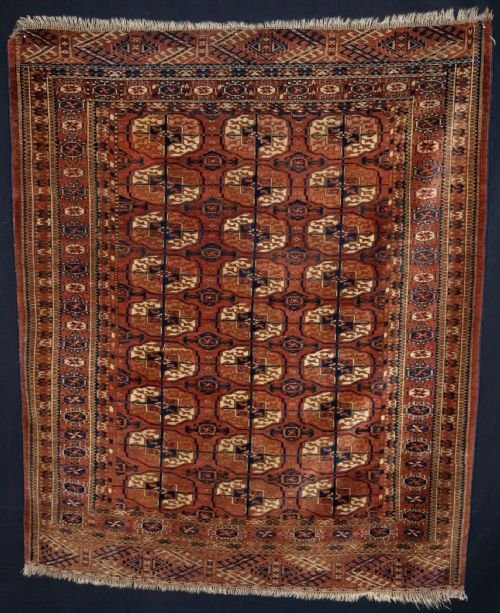 antique tekke turkmen rug of small square size very soft wool circa 1900