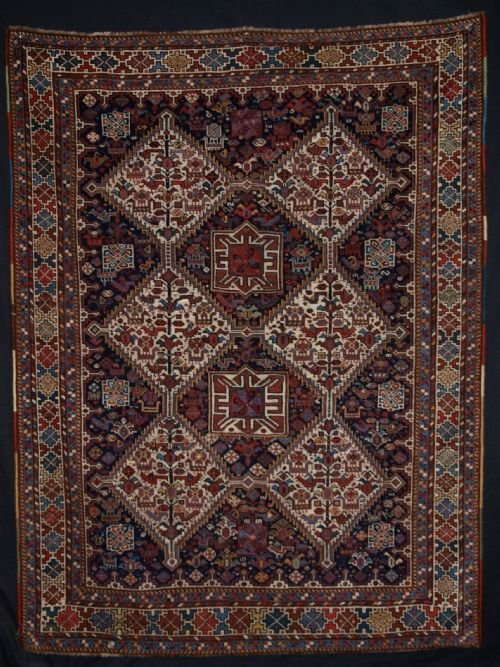 antique south west persian khamseh rug with interesting bird design circa 1900