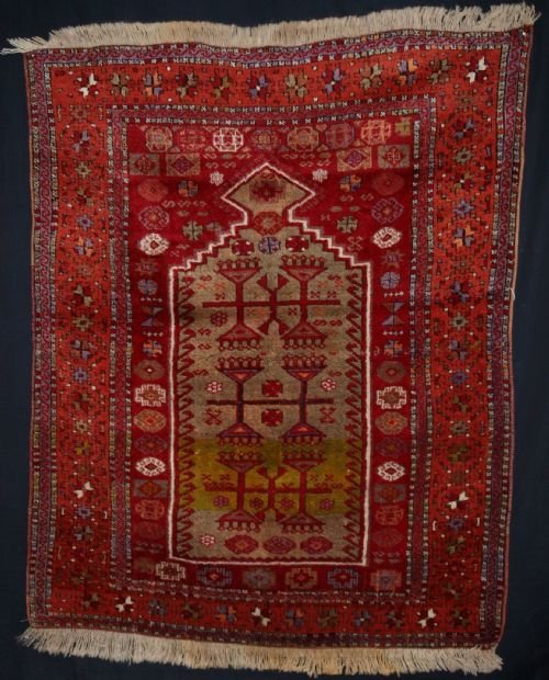 antique eastern anatolian turkish kurdish yuruk prayer rug full pile circa 1900