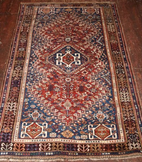 antique south west persian qashqai rug great condition traditional tribal design circa 190020