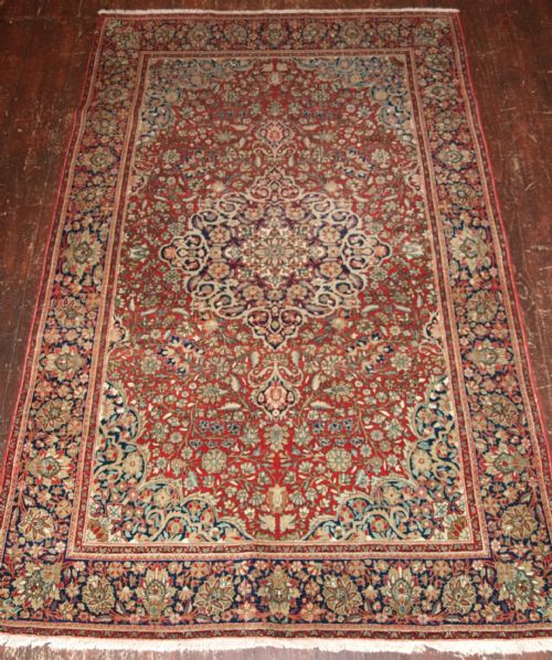 antique kashan rug classic design fine weave circa 1900