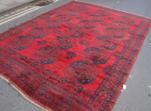 old red afghan carpet classic design outstanding colour about 80 years old
