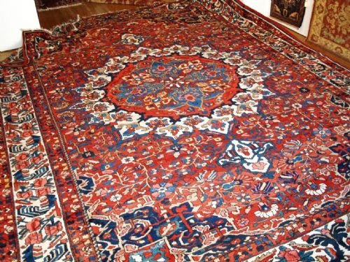 antique bakhtiari carpet great condition with superb colour design circa 1900