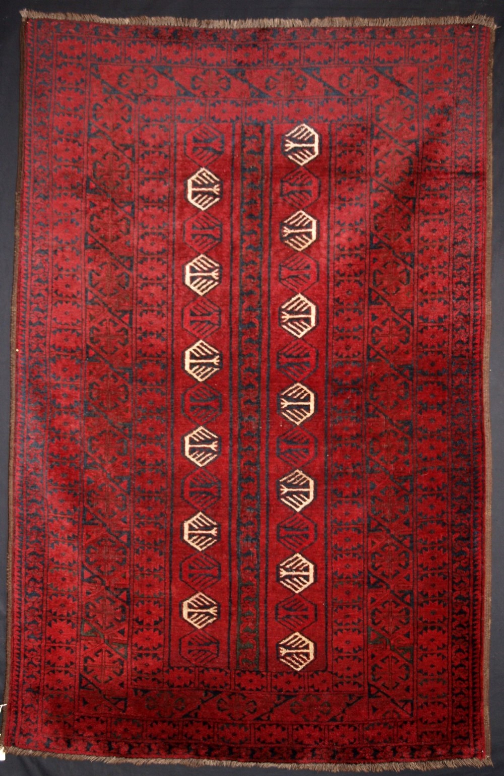 antique afghan rug of rare ersari turkmen design superb colour circa 190020