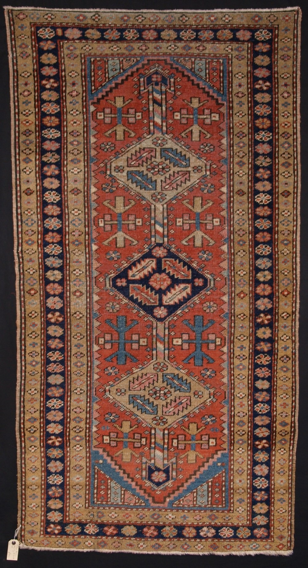 antique persian heriz rug of unusual small size very soft colours circa 1900