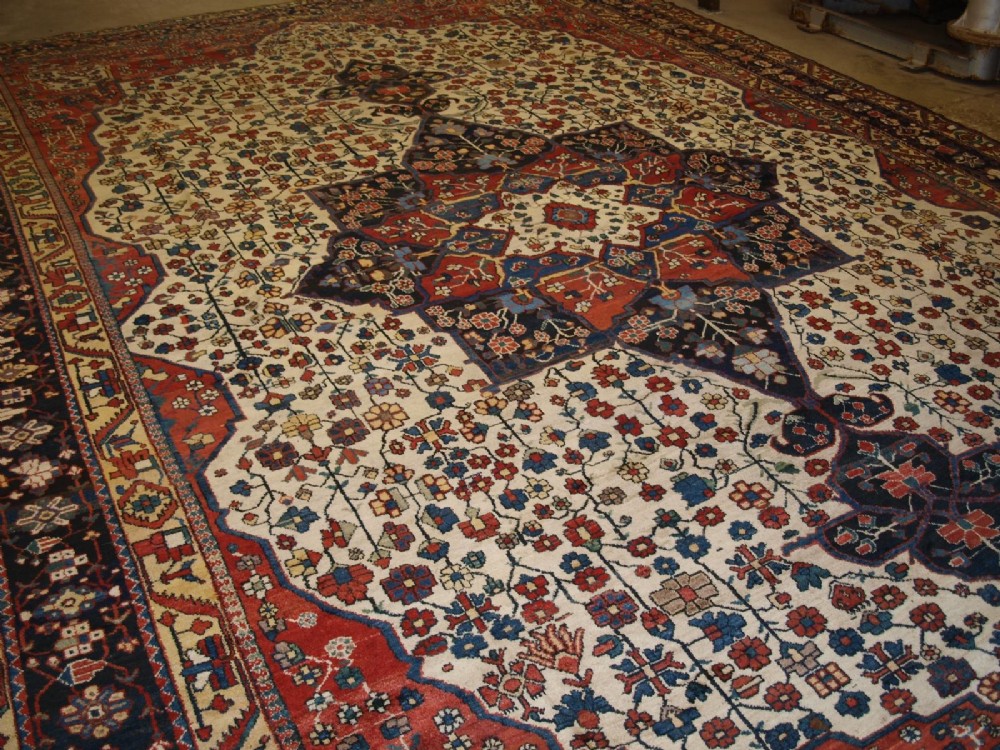 antique bakhtiari carpet large size stunning design colour circa 1900