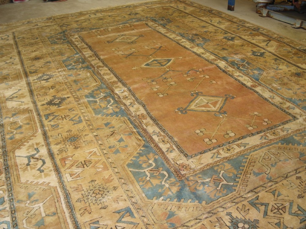 old turkish milas carpet of large size very soft colours about 30 years old