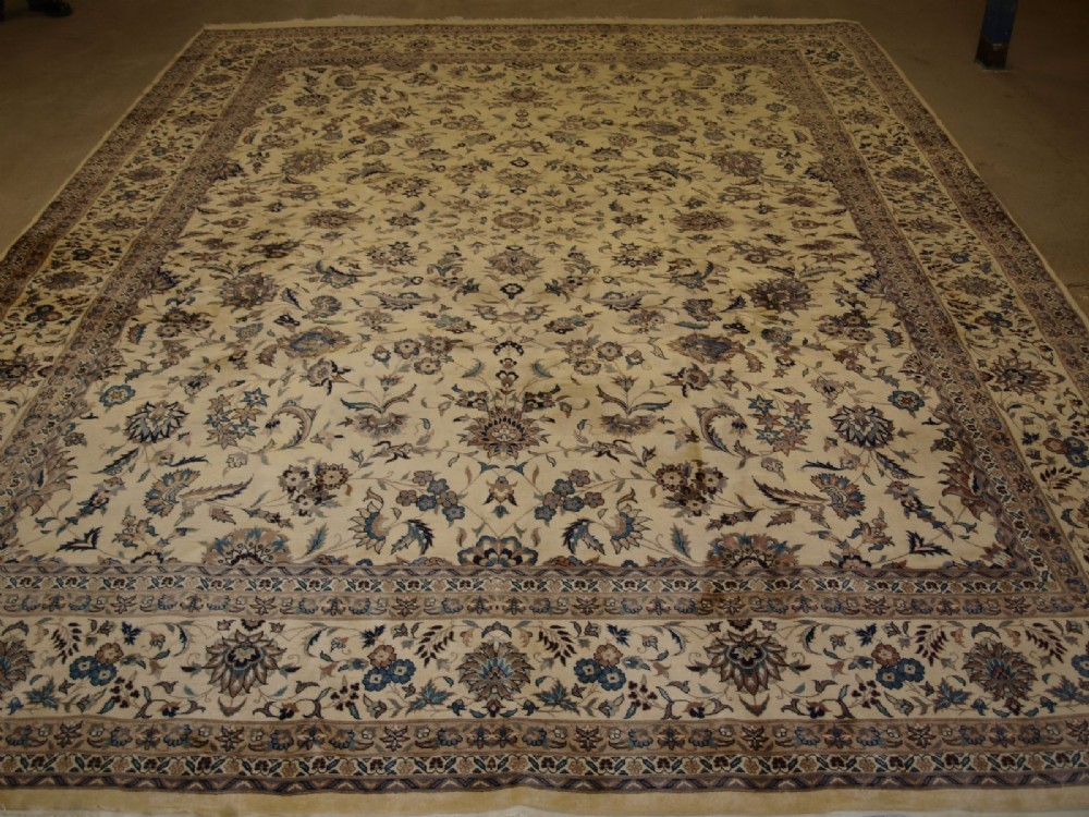 old tabriz carpet fine weave soft colour classic design about 50 years old