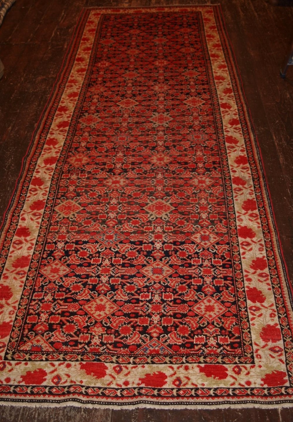 antique malayer runner fine weave good red traditional design circa 1920