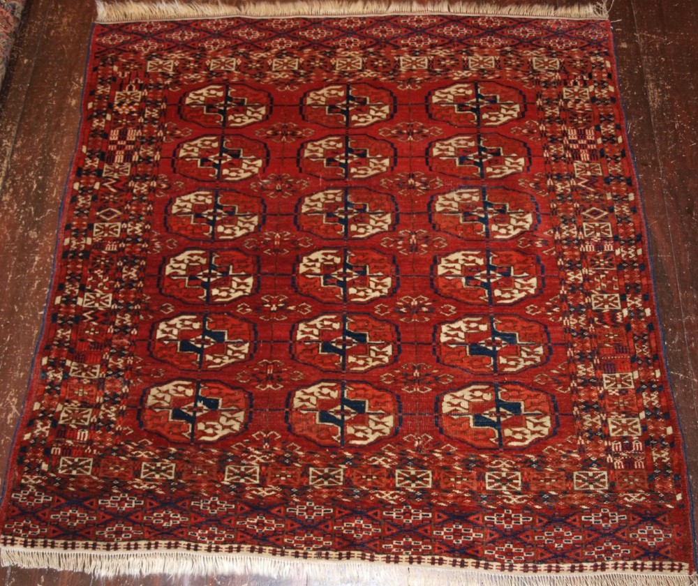 antique tekke turkmen dowry rug of small square size late 19th cent