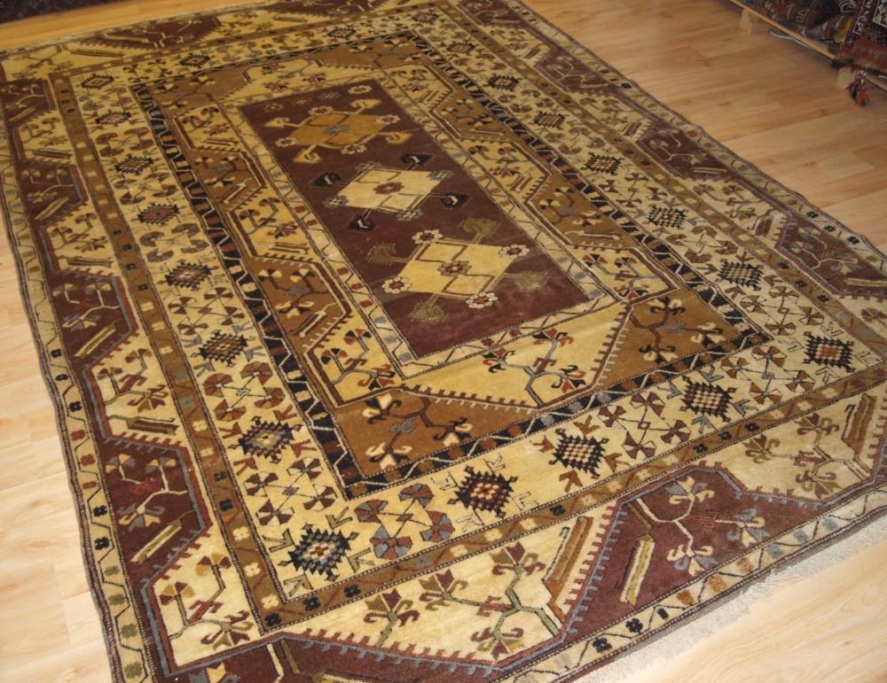 old turkish milas carpet of traditional design colour circa 1950
