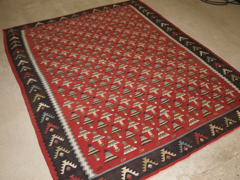 old turkish sharkoy kilim unusual design great colour about 60 years old
