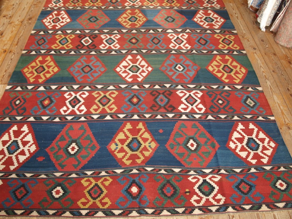 antique south caucasian shirvan kilim outstanding colours 4th quarter 19th cent