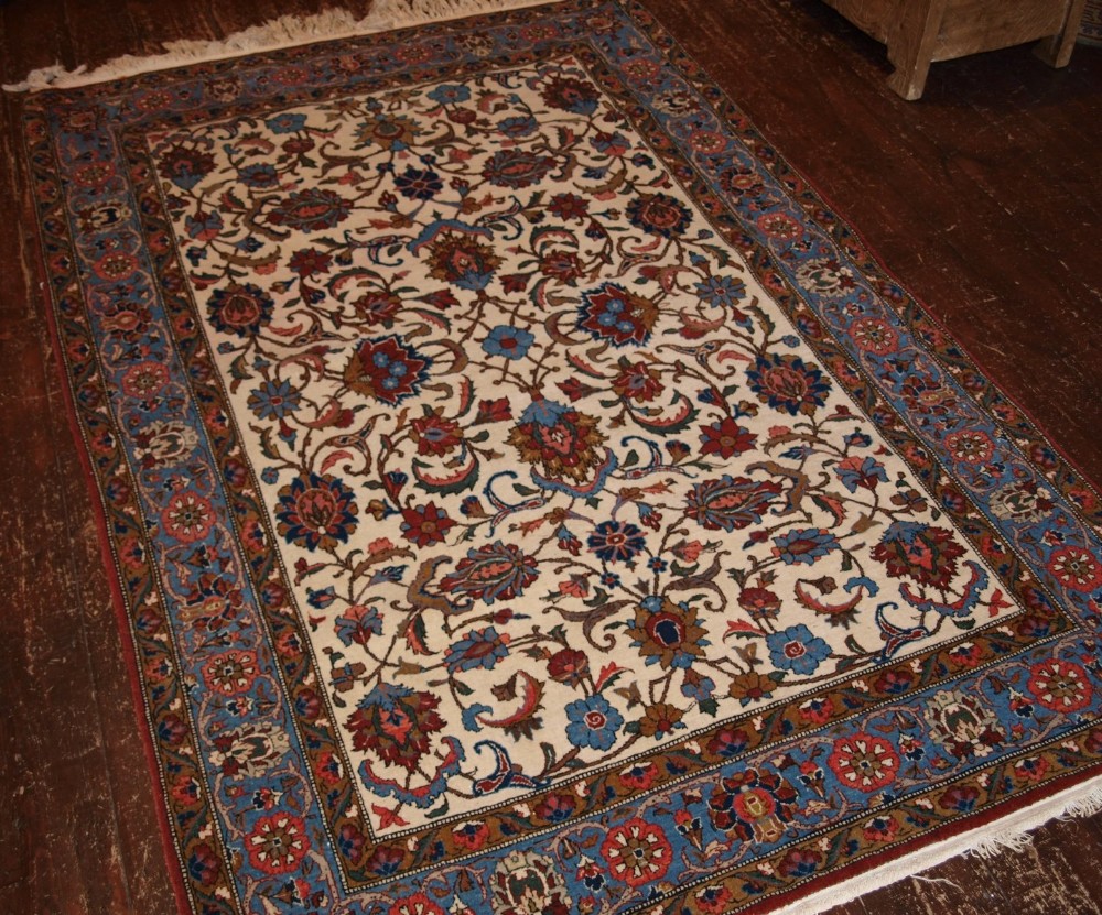 old tabriz rug with all over floral design about 50 years old