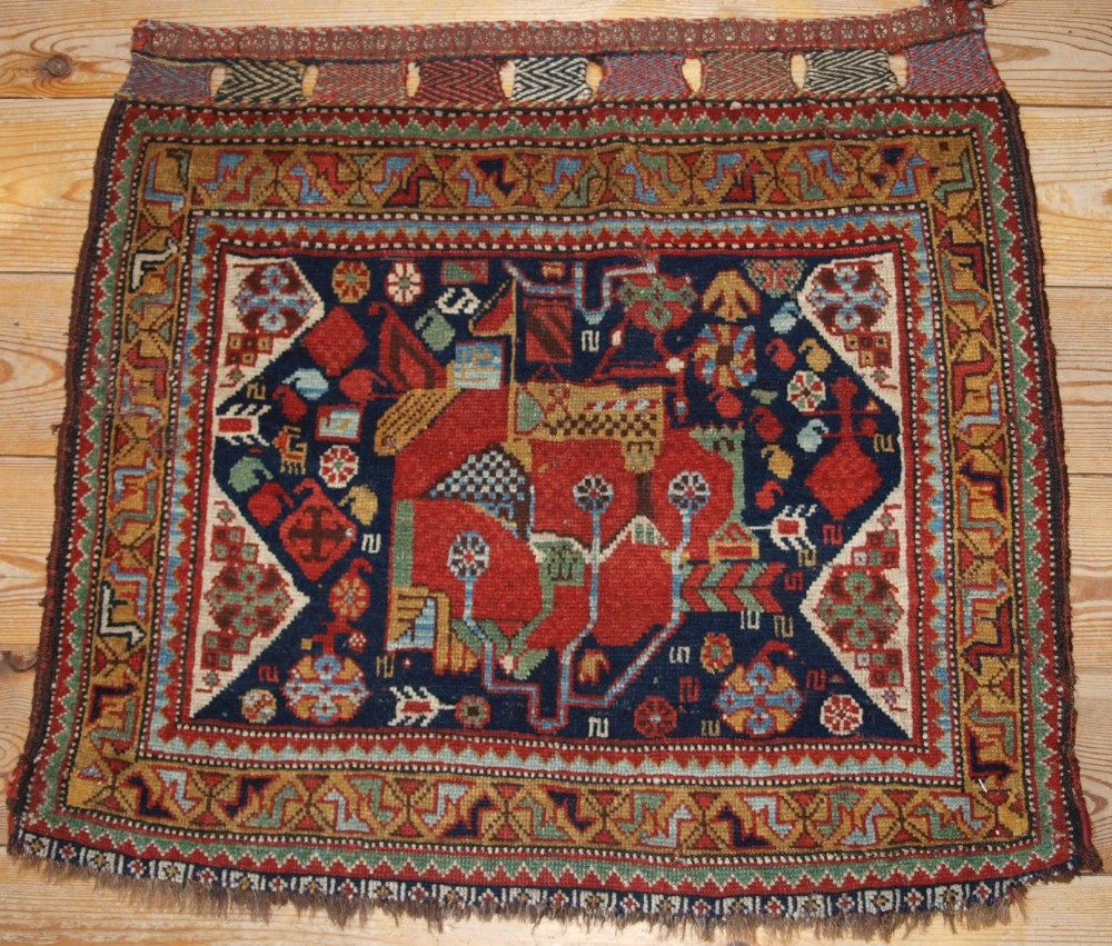 antique qashqai bag face very fine weave great design colours 4th quarter 19th cent