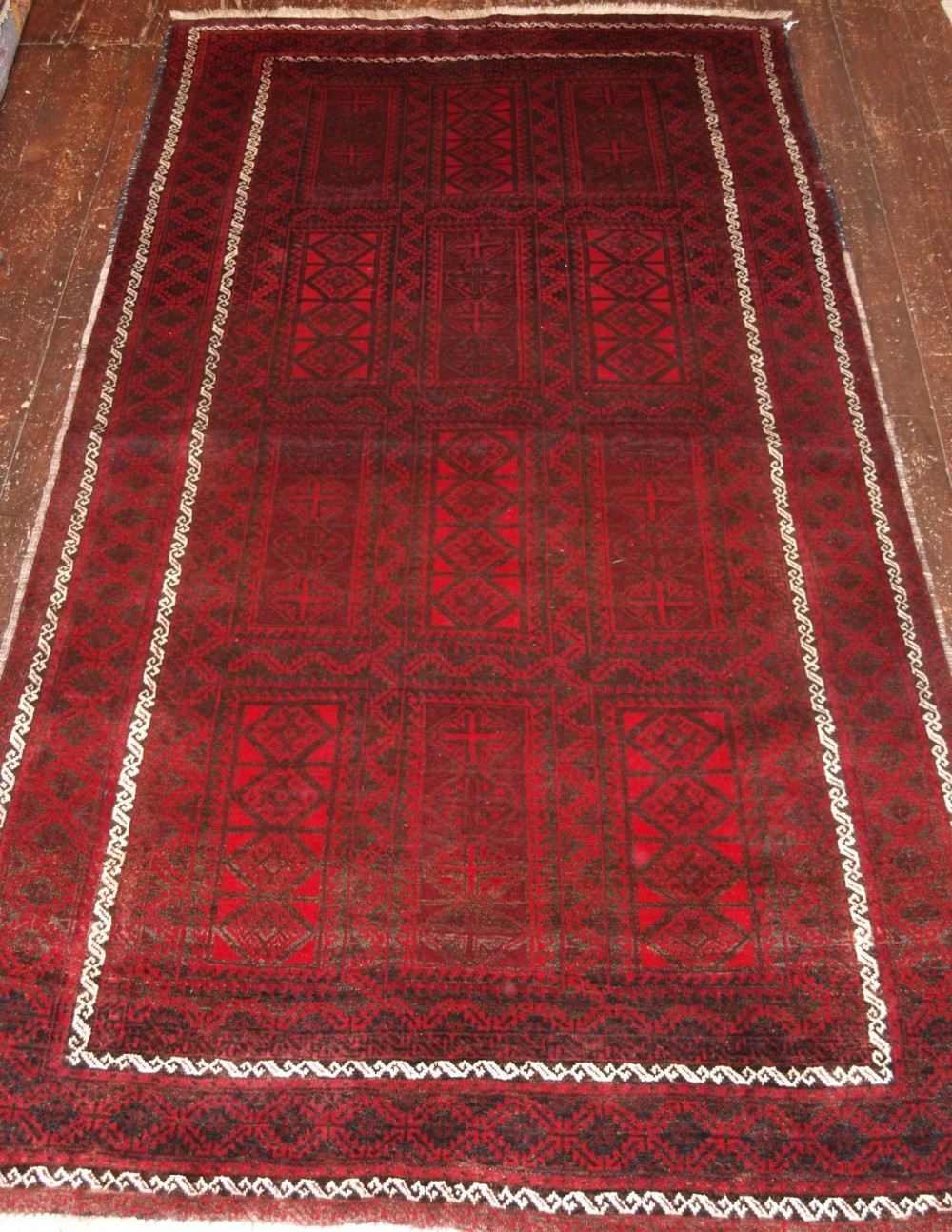 old afghan village rug traditional design soft glossy wool about 60 years old