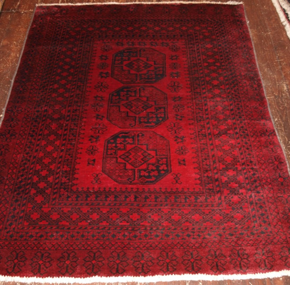 old afghan village rug traditional design superb red colour about 60 years old