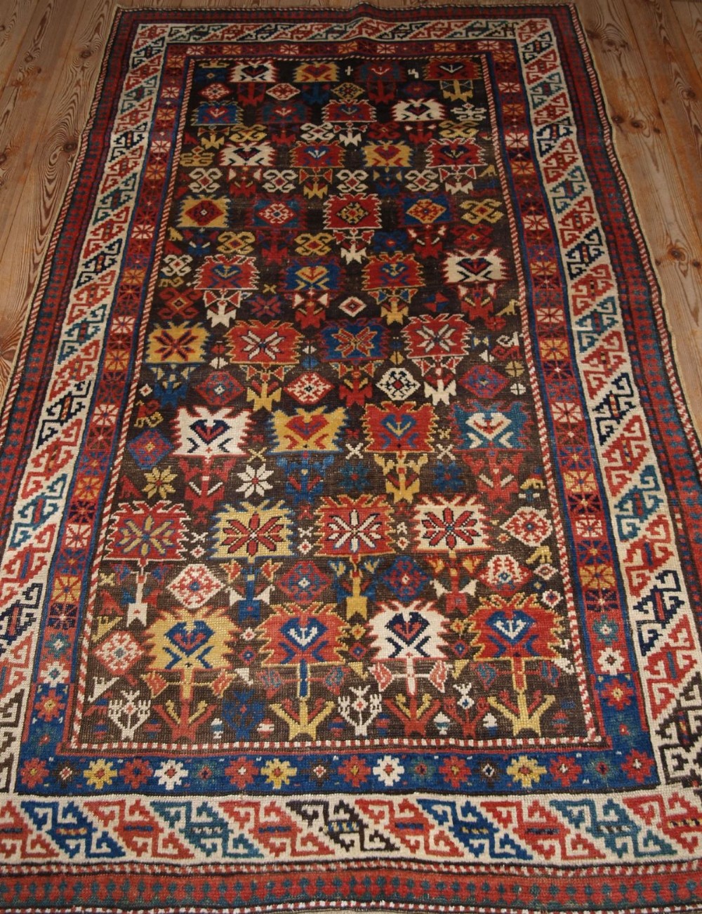 antique caucasian kazak rug rare design great colour late 19th cent