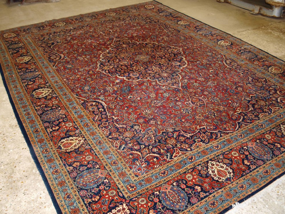antique kashan carpet outstanding example with great design colour circa 1900