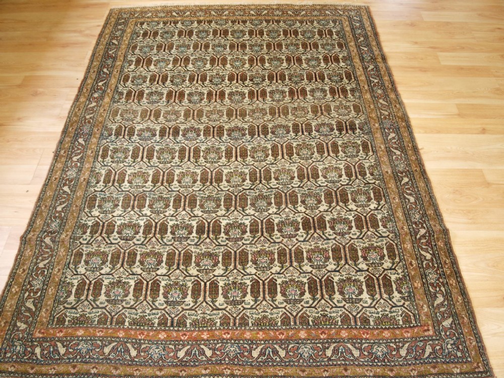 antique isfahan rug with all over repeat design circa 1910
