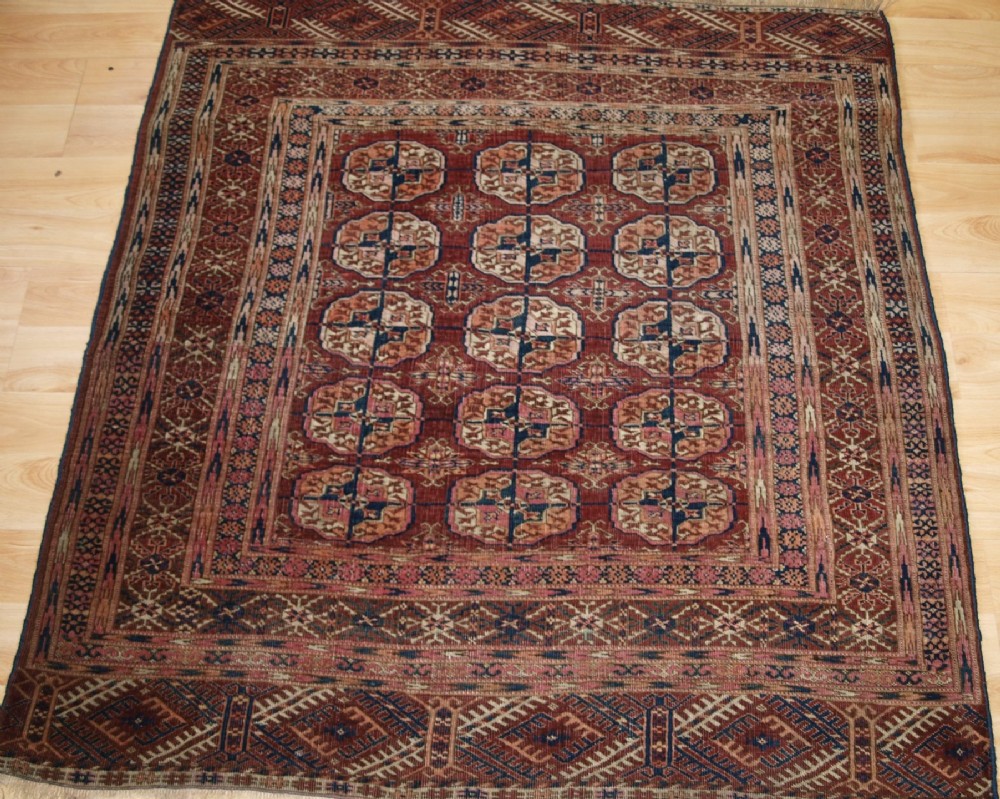 antique tekke turkmen dowry rug small square size circa 1900