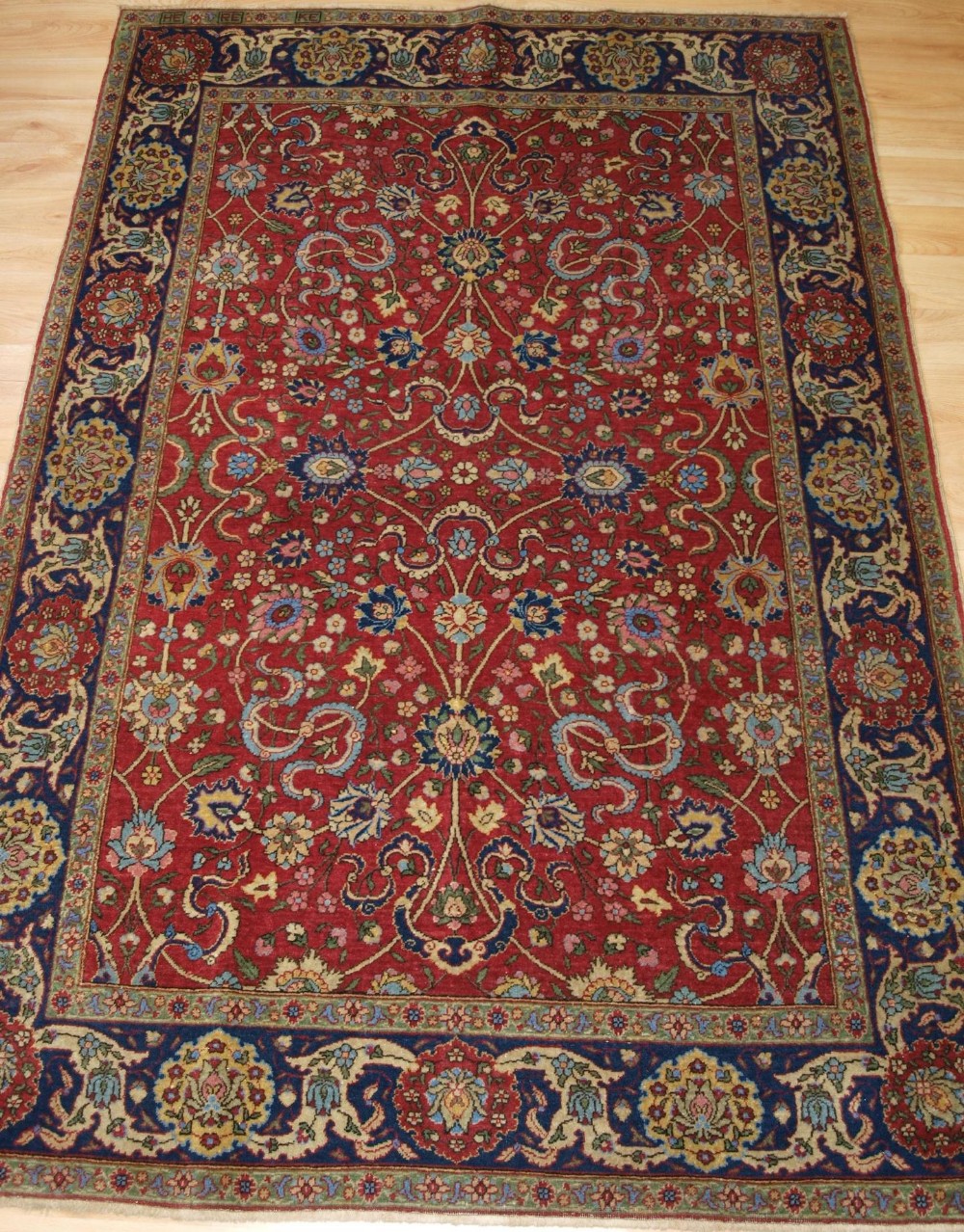 antique turkish hereke rug of rare cloudband design circa 190020
