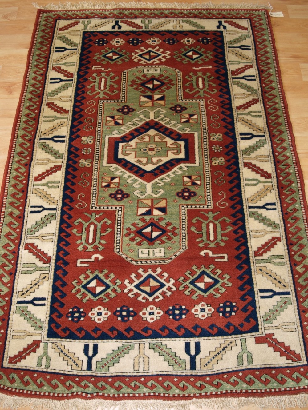 turkish kazak rug of classic caucasian sewan design about 30 years old
