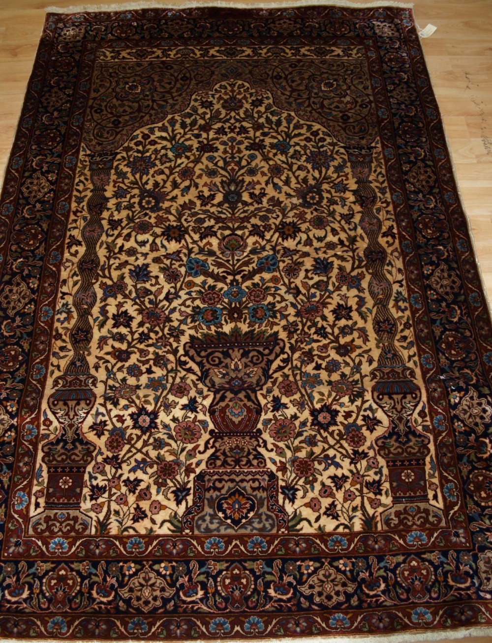 indian rug of classic isfahan vase prayer rug design about 30 years old