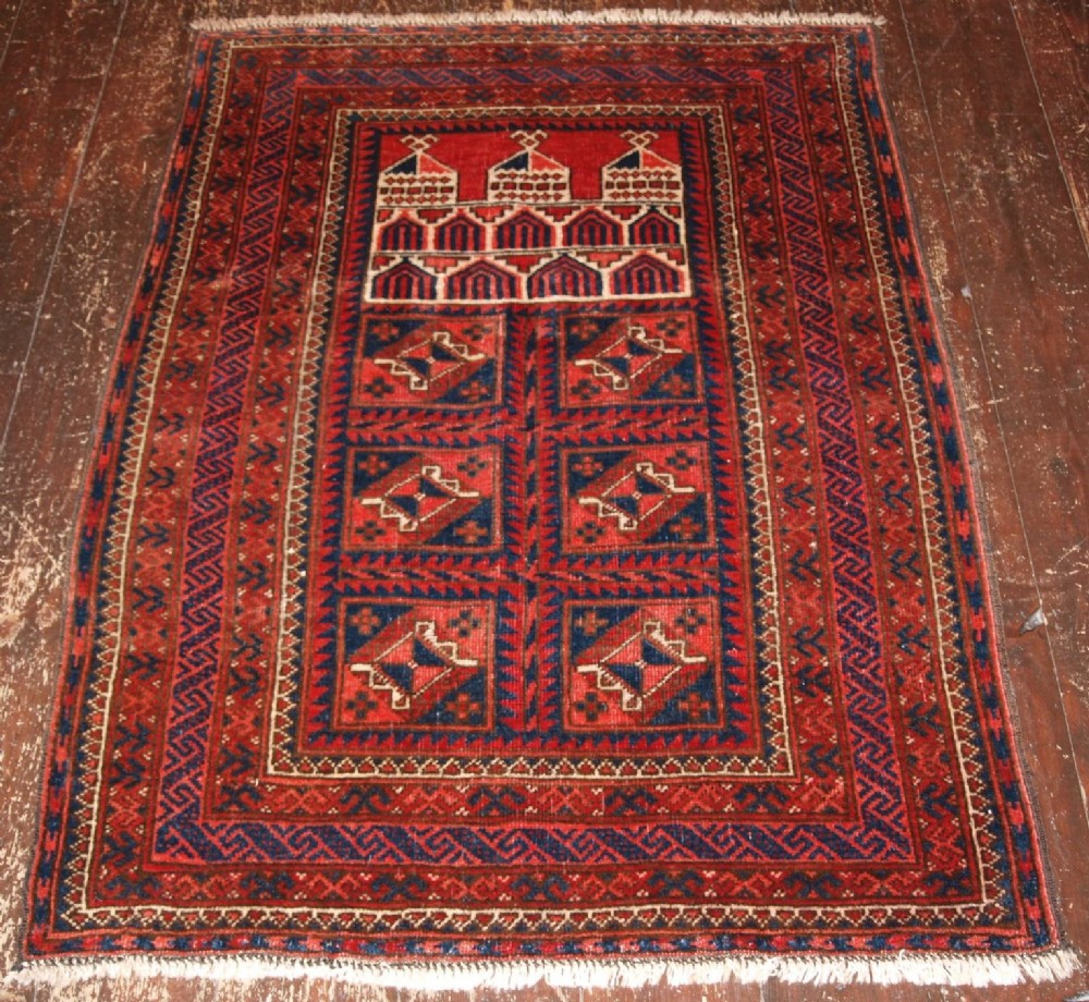 antique afghan turkmen prayer rug of unusual design circa 1900