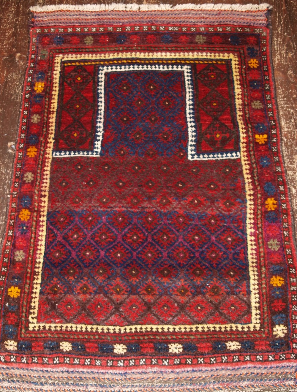 old afghan prayer rug with great colour design about 60 years old