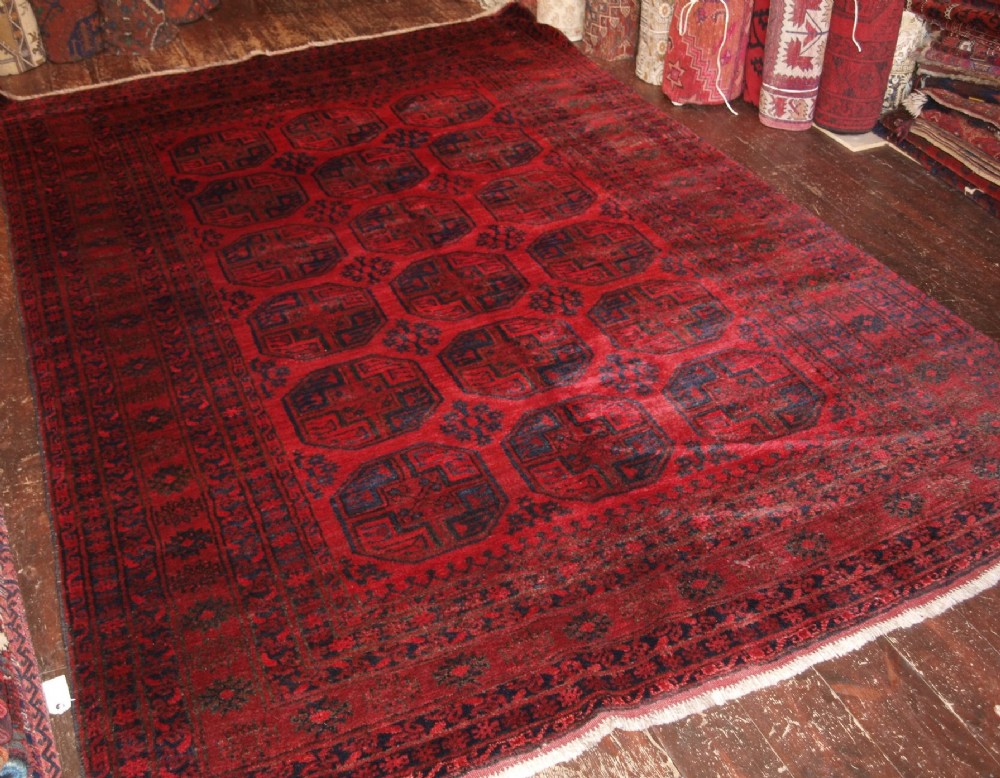old afghan carpet with superb colour and very soft wool about 60 years old