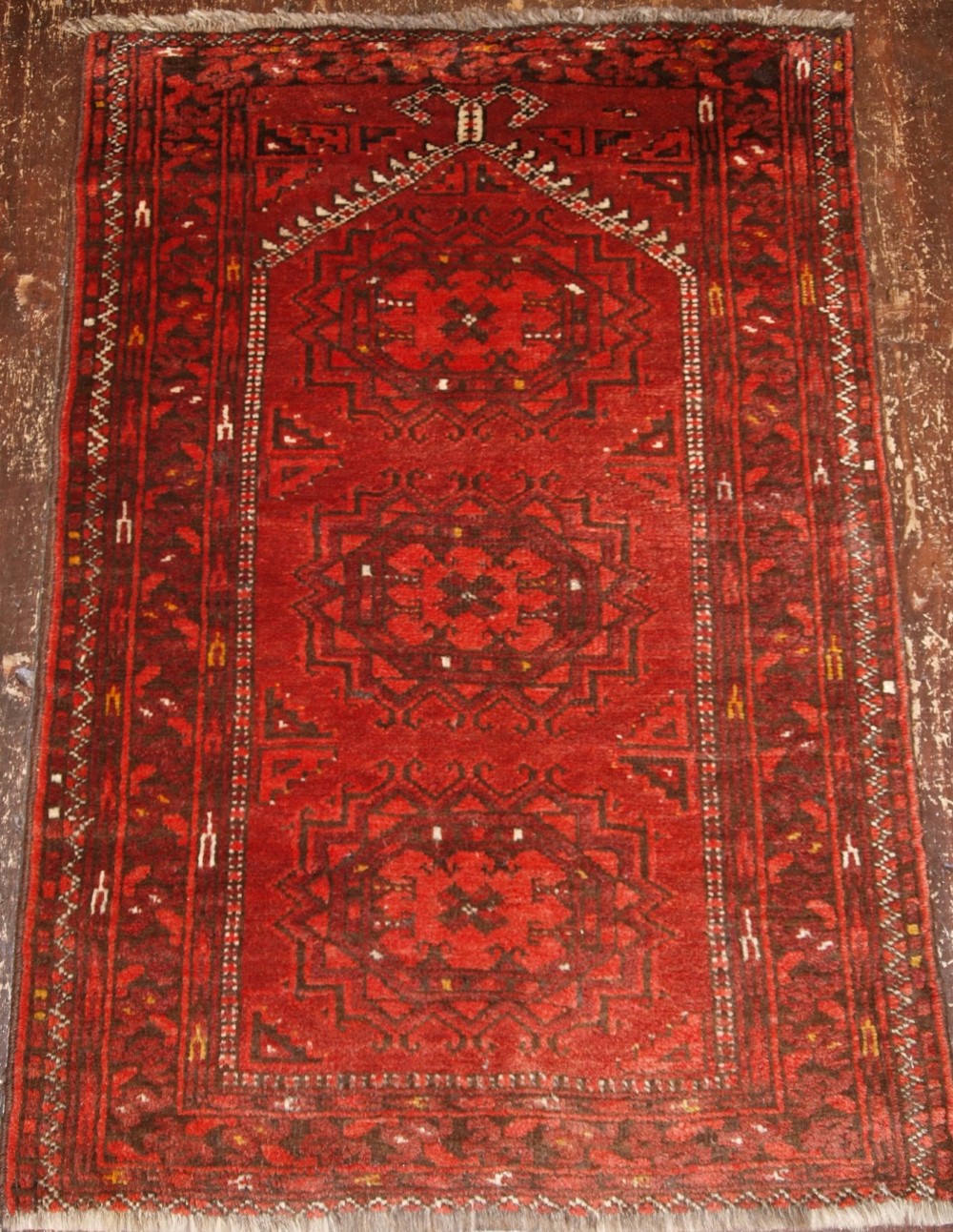 old afghan prayer rug with rams horn mihrab about 60 years old