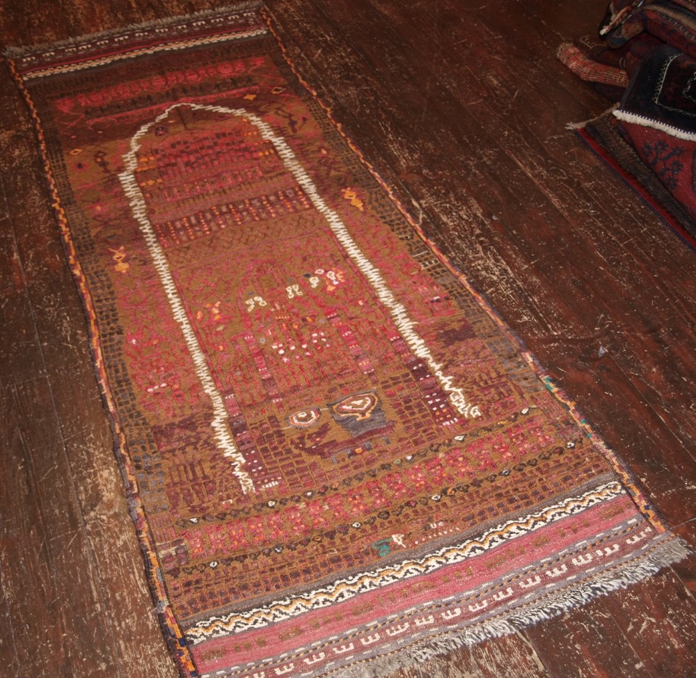 old afghan prayer kilim with a superb abstract design about 50 years old