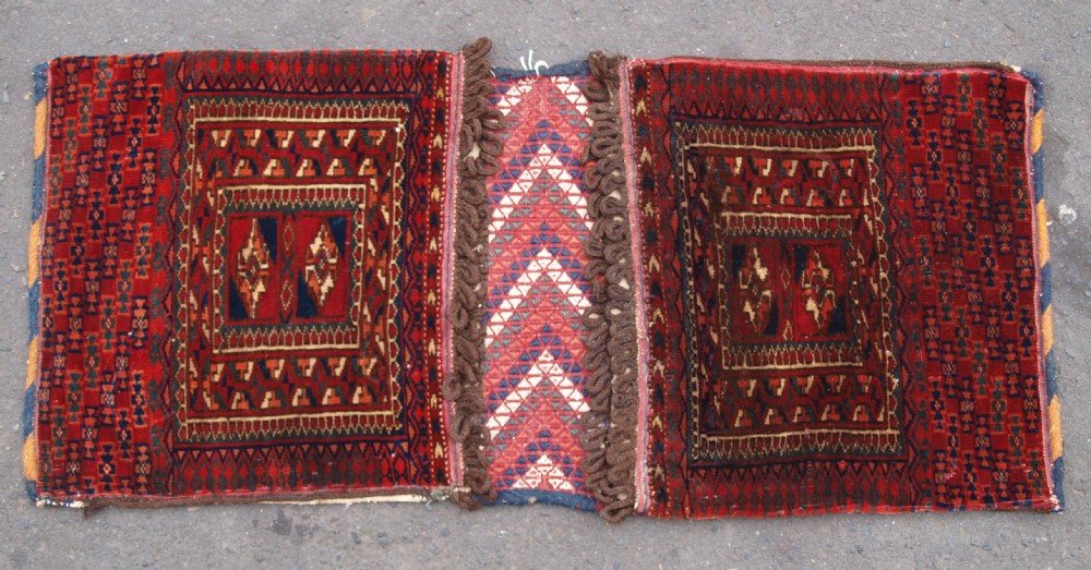 antique complete pair of small tekke turkmen khorjin outstanding condition circa 190020