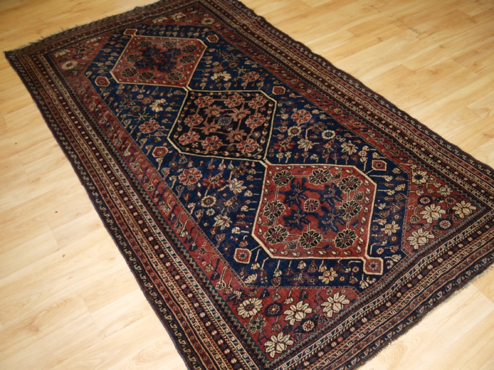 antique south west persian qashqai rug tribal design great colour circa 1900