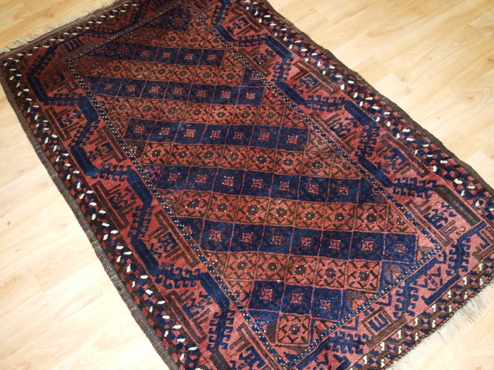antique persian baluch rug diamond lattice design great condition circa 1900