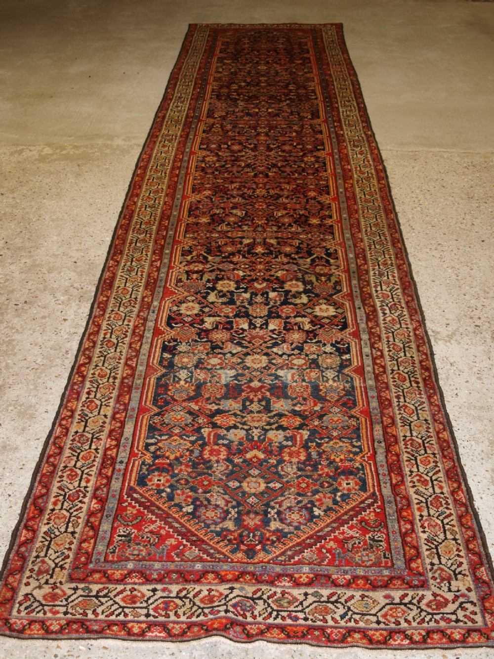 antique north west persian malayer runner very attractive colours circa 1900