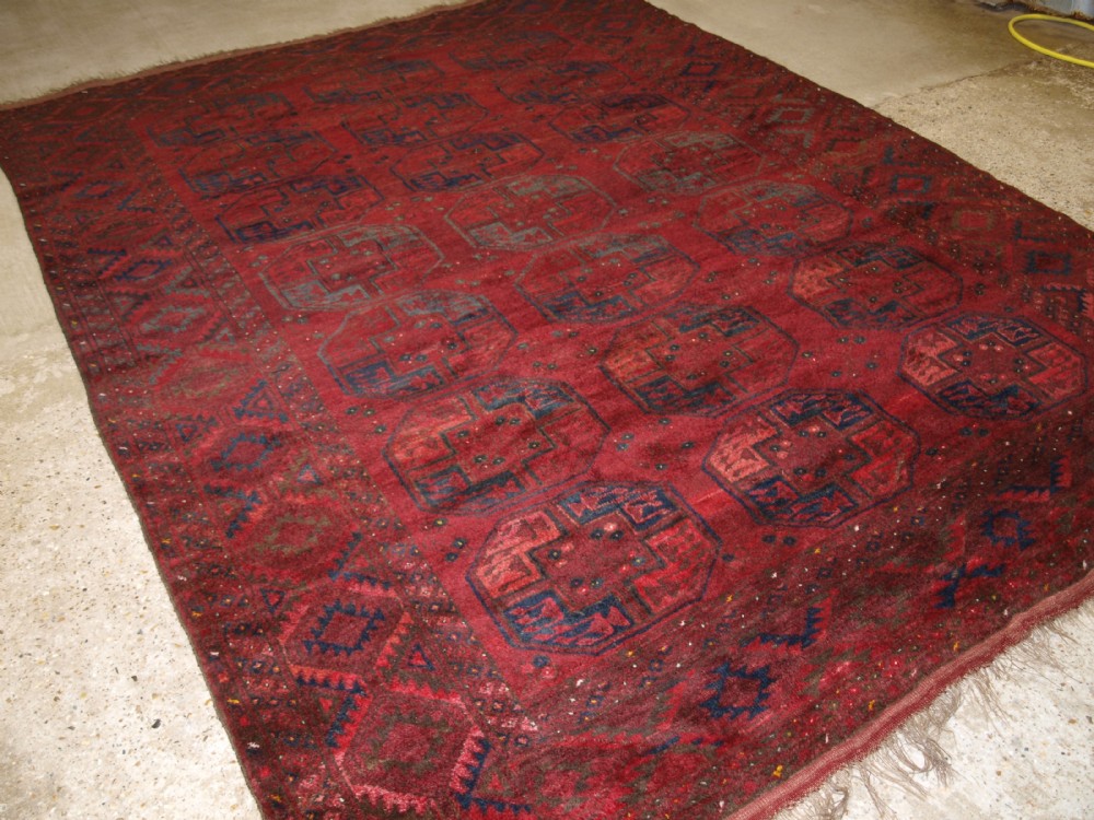 old afghan turkmen village carpet very rustic look great colours circa 1920