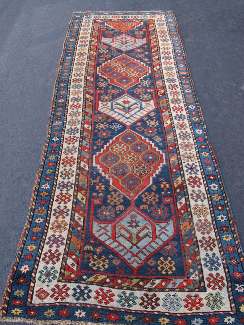 antique south caucasian gendje runner outstanding design and great colours circa 1900