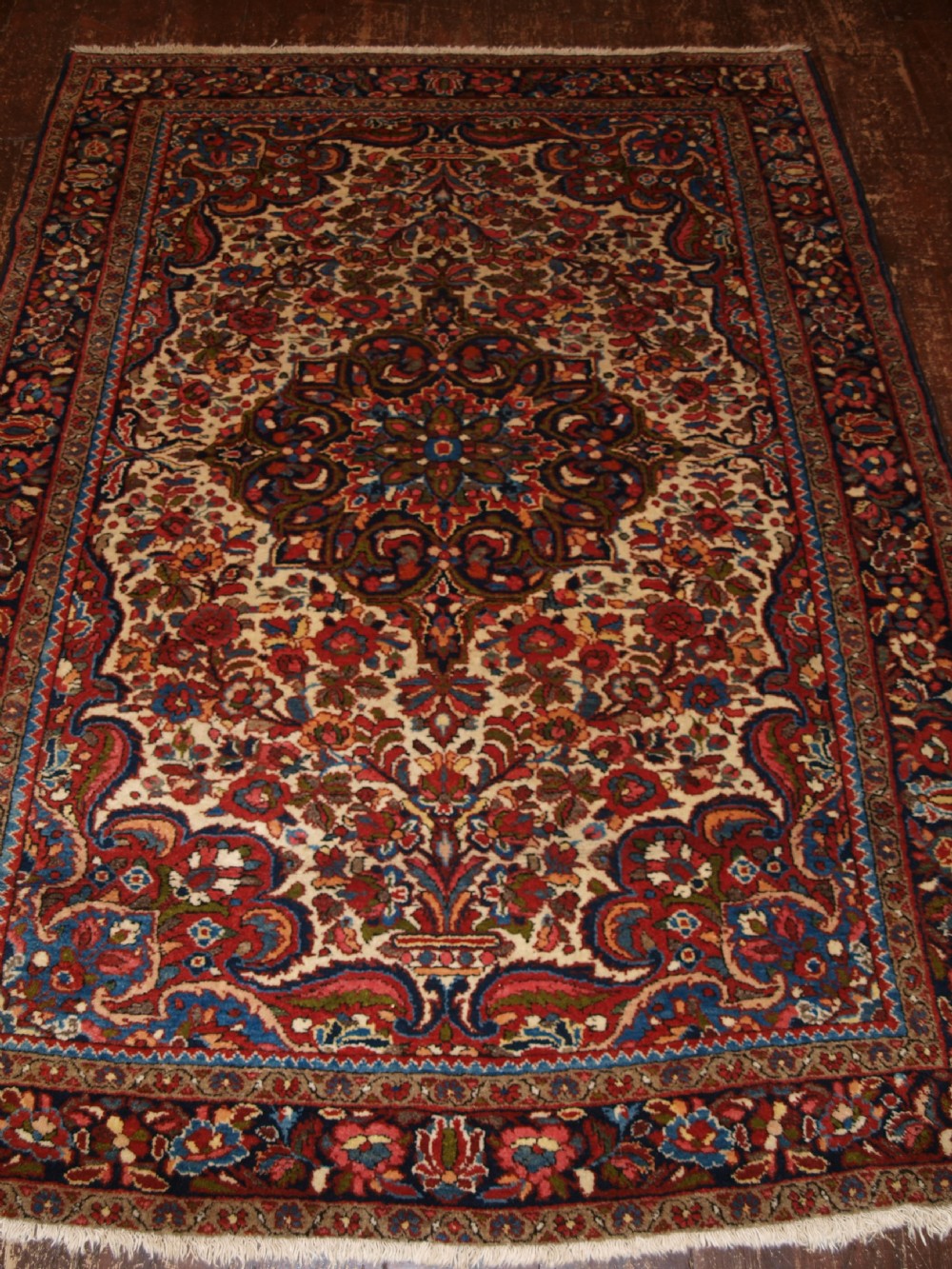 old north persian lilihan rug classic floral design white ground 60 years old