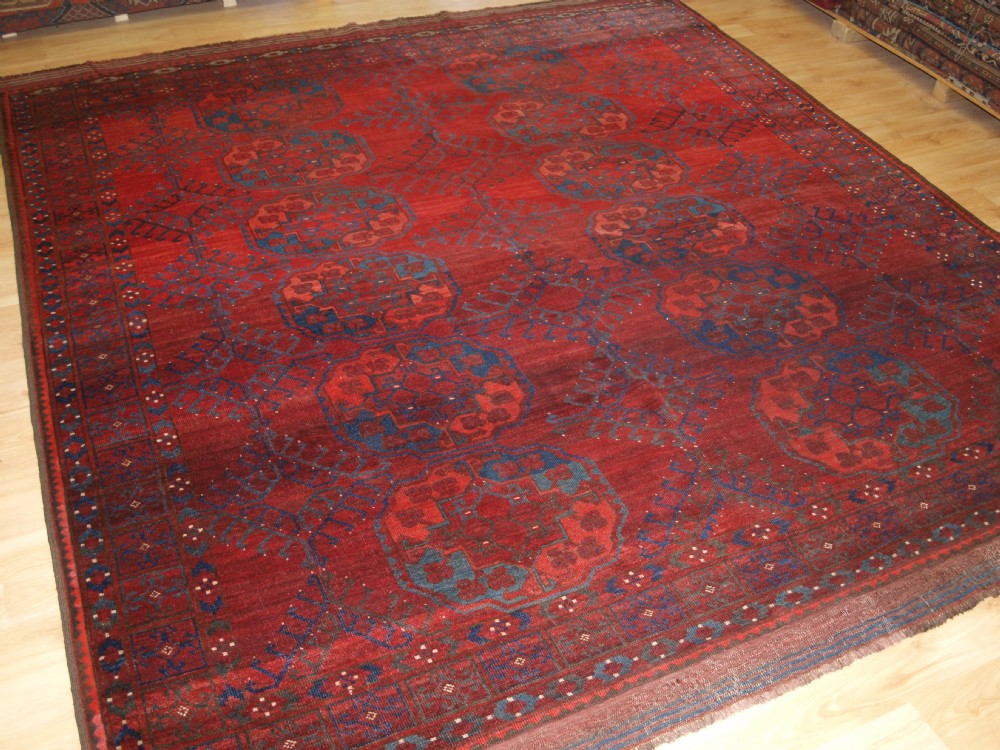 antique ersari turkmen main carpet small square size outstanding colour circa 1870