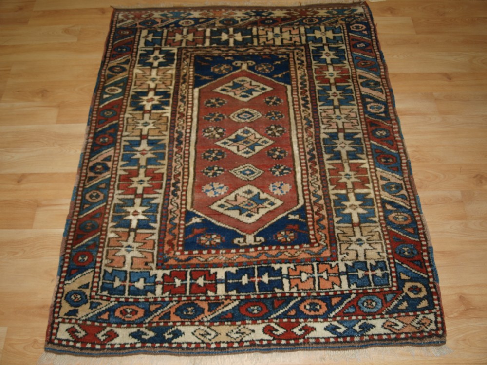 old turkish bergama rug of small size traditional design about 50 years old